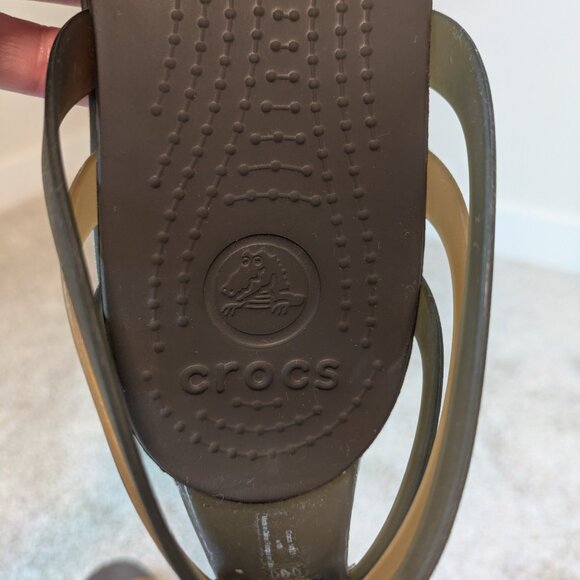 Crocs Huarache Mini Wedge. Sz 10. Espresso & Bronze. - Picture 5 of 6